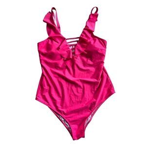Secret-Slim Flutter-Sleeve Plus-Size One-Piece Swimsuit 2XL